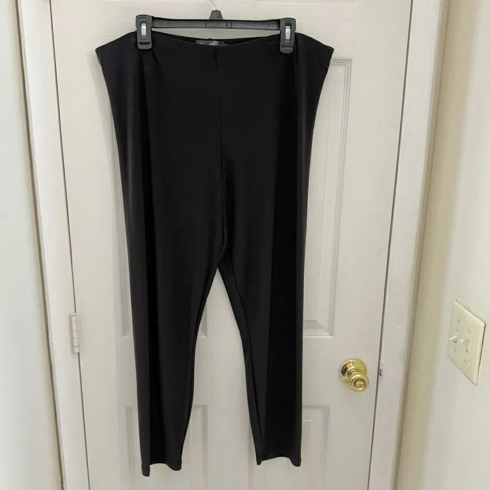 Sympli High Waisted Elastic Pull On Pants Dark Brown Size 18 Stretchy Straight
